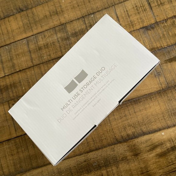 Z Gallerie Accents Z Gallerie Storage Duo Set Of 2 Ceramic Canisters Gold Lids 25x4 In 84oz